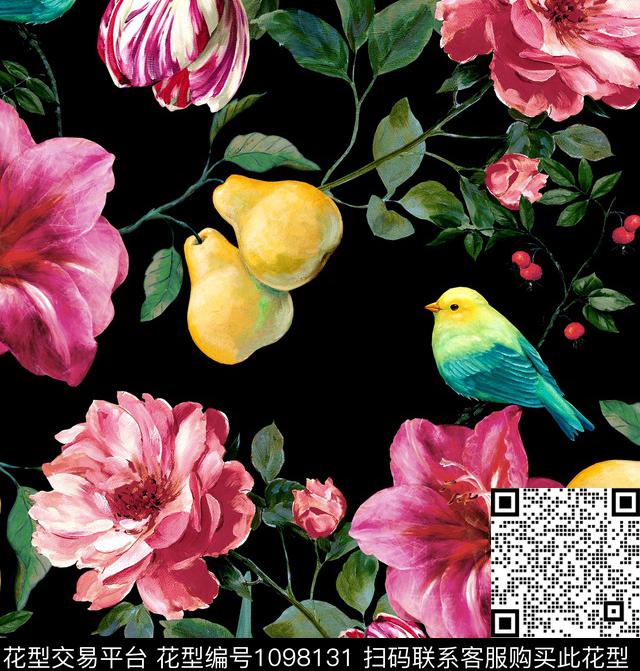 牡丹兰花数码印花华亿平台下载（图片编号: 1098131） - 瓦栏（Walan）