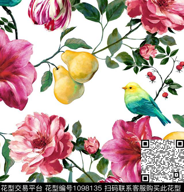 牡丹兰花圣诞花数码印花华亿平台下载（图片编号: 1098135） - 瓦栏（Walan）