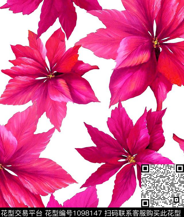 牡丹兰花圣诞花数码印花华亿平台下载（图片编号: 1098147） - 瓦栏（Walan）