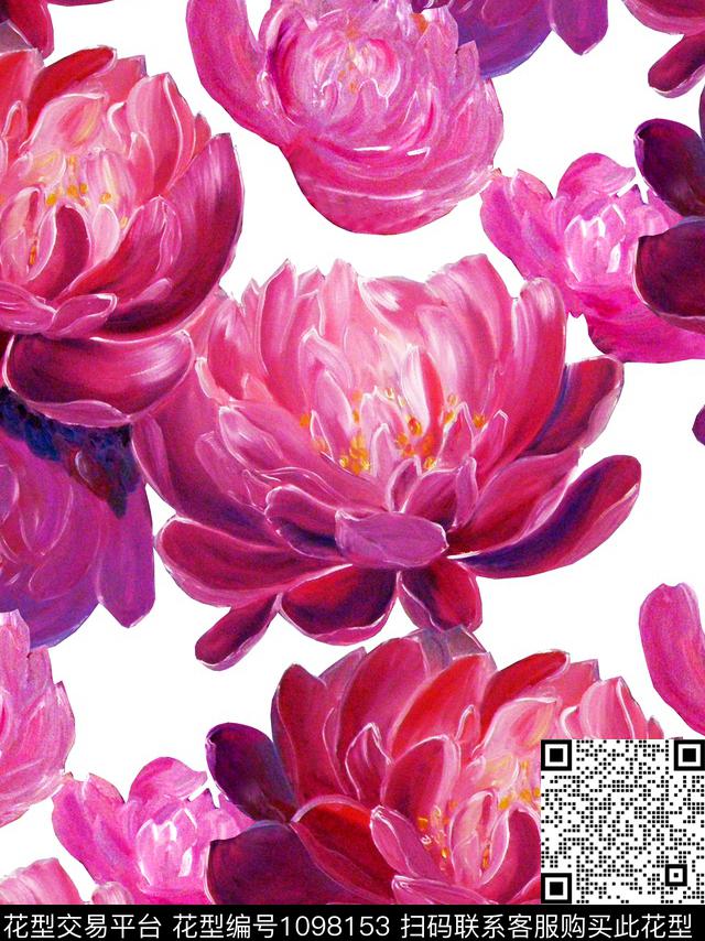 牡丹兰花圣诞花数码印花华亿平台下载（图片编号: 1098153） - 瓦栏（Walan）