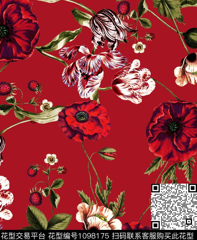 郁金香玫瑰花茶花数码印花华亿平台下载（图片编号: 1098175） - 瓦栏（Walan）