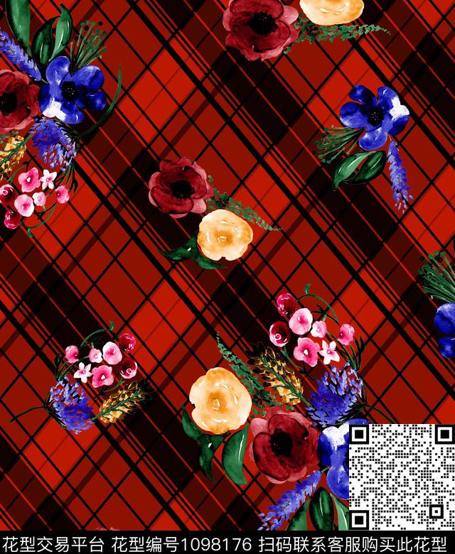 大牌风水彩花卉几何花卉数码印花华亿平台下载（图片编号: 1098176） - 瓦栏（Walan）
