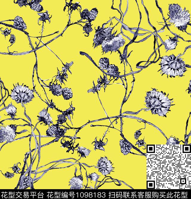 蒲公英菊花大牌男装数码印花华亿平台下载（图片编号: 1098183） - 瓦栏（Walan）