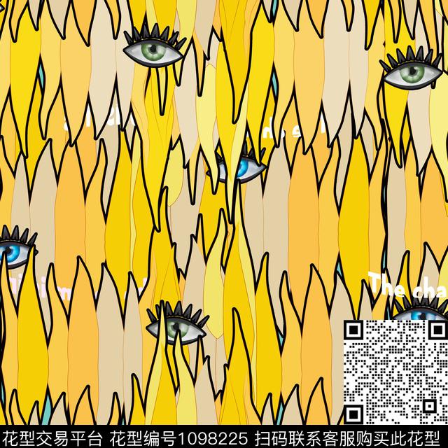 眼睛抽象数码印花华亿平台下载（图片编号: 1098225） - 瓦栏（Walan）