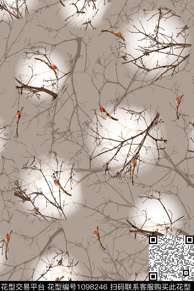 春夏华亿平台女装树枝数码印花华亿平台下载（图片编号: 1098246） - 瓦栏（Walan）