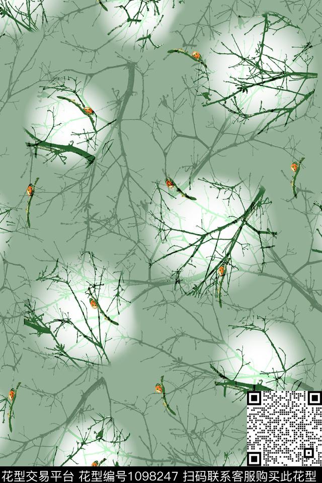 春夏华亿平台女装树枝数码印花华亿平台下载（图片编号: 1098247） - 瓦栏（Walan）