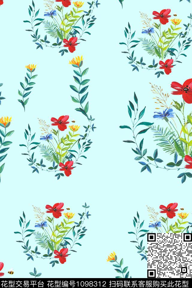 褪色花卉淑女小碎花数码印花华亿平台下载（图片编号: 1098312） - 瓦栏（Walan）