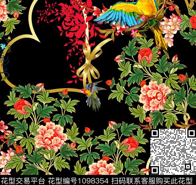 褪色花卉淑女牡丹数码印花华亿平台下载（图片编号: 1098354） - 瓦栏（Walan）