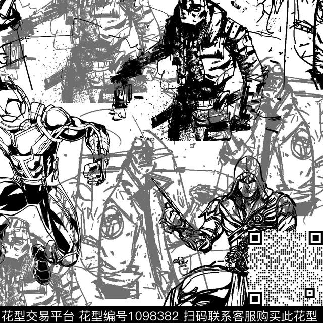 涂鸦抽象满版散花数码印花华亿平台下载（图片编号: 1098382） - 瓦栏（Walan）