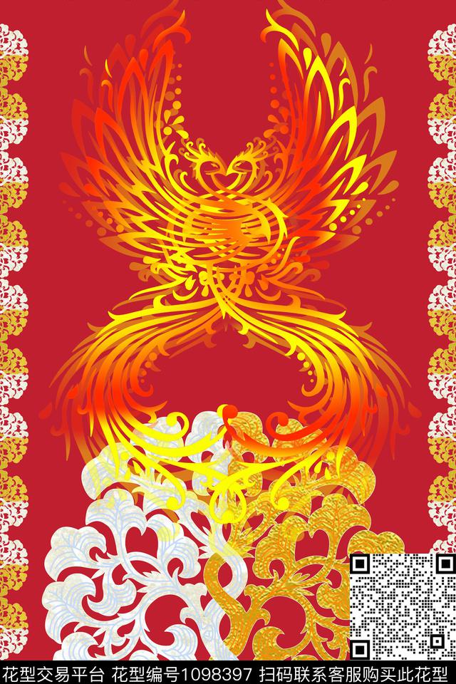 民族风抽象大牌风数码印花华亿平台下载（图片编号: 1098397） - 瓦栏（Walan）