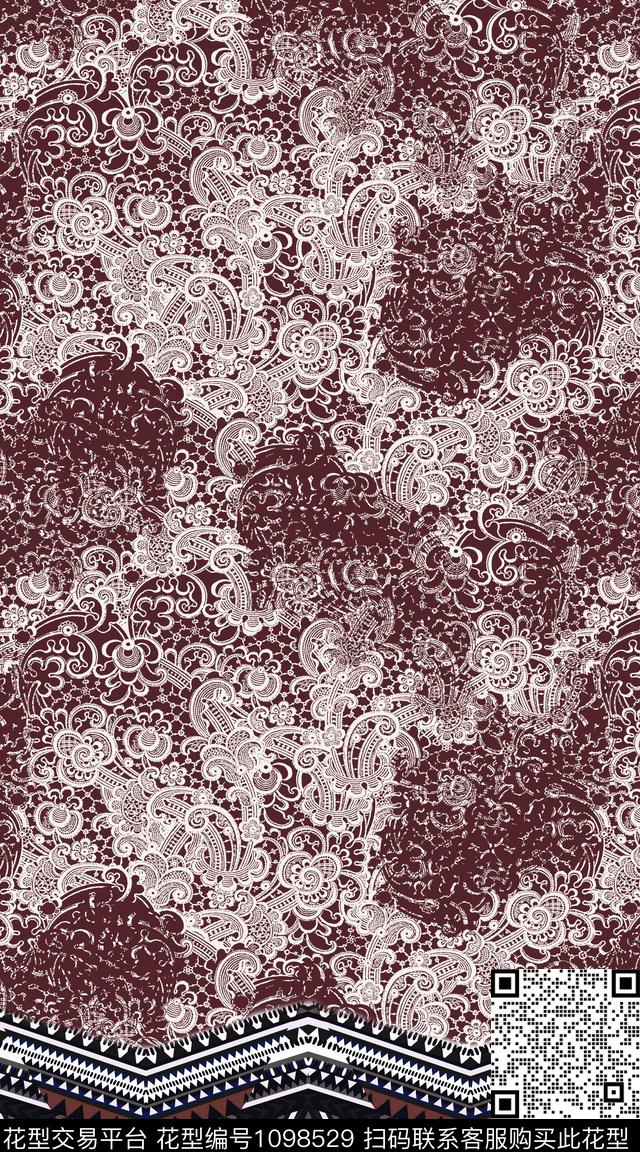 数码华亿平台定位花佩斯利数码印花华亿平台下载（图片编号: 1098529） - 瓦栏（Walan）