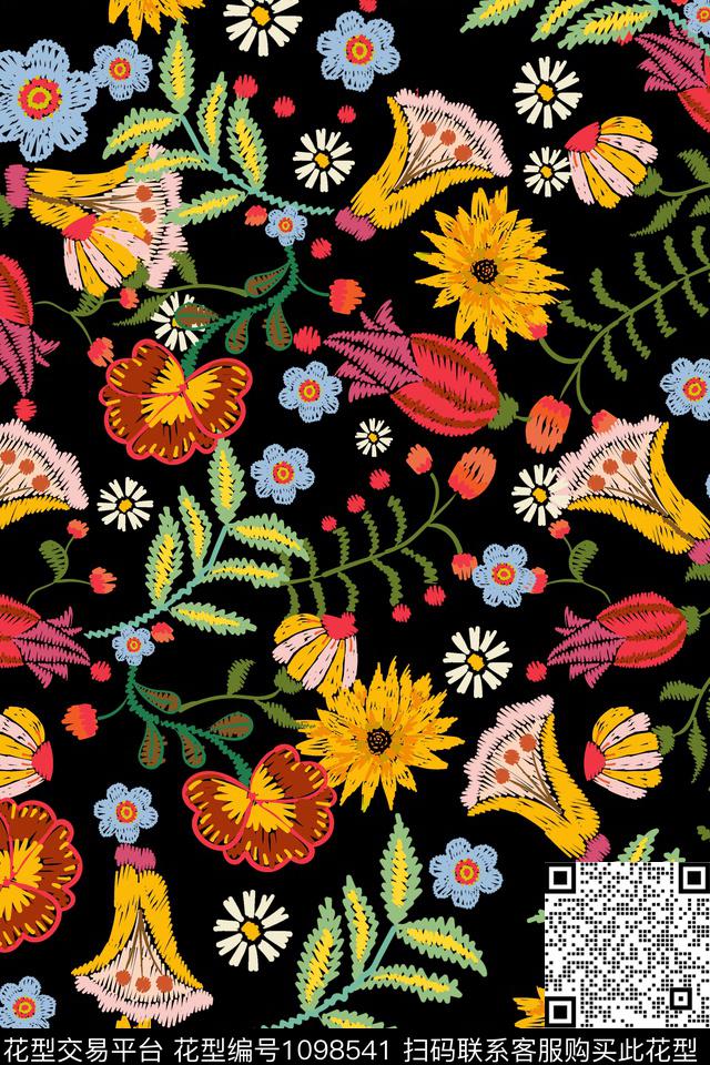 小碎花花卉复古传统印花华亿平台下载（图片编号: 1098541） - 瓦栏（Walan）