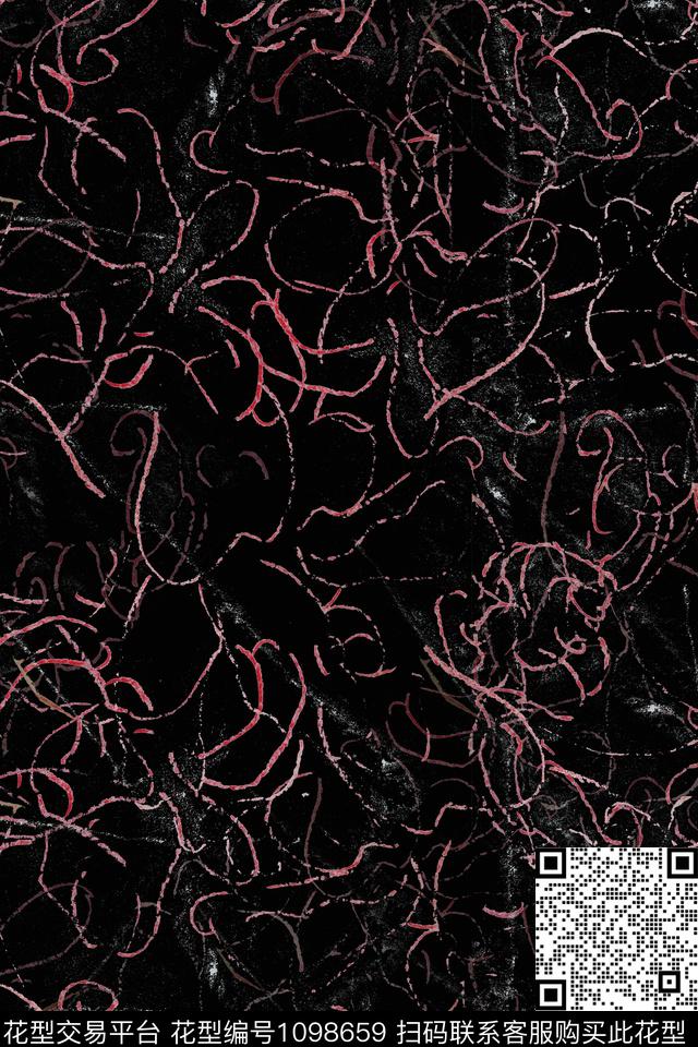 抽象花卉手绘线条笔触签字笔印花传统印花华亿平台下载（图片编号: 1098659） - 瓦栏（Walan）