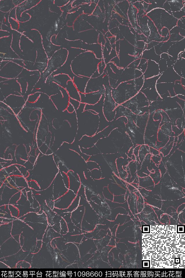 抽象花卉手绘线条笔触签字笔印花传统印花华亿平台下载（图片编号: 1098660） - 瓦栏（Walan）