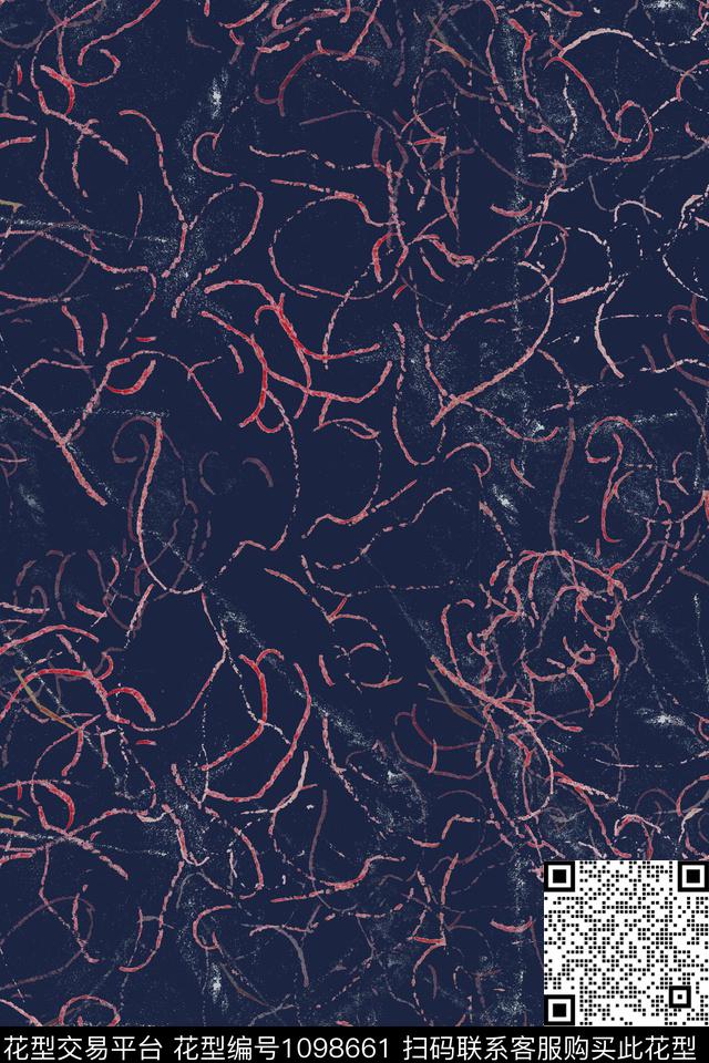 抽象花卉手绘线条笔触签字笔印花传统印花华亿平台下载（图片编号: 1098661） - 瓦栏（Walan）