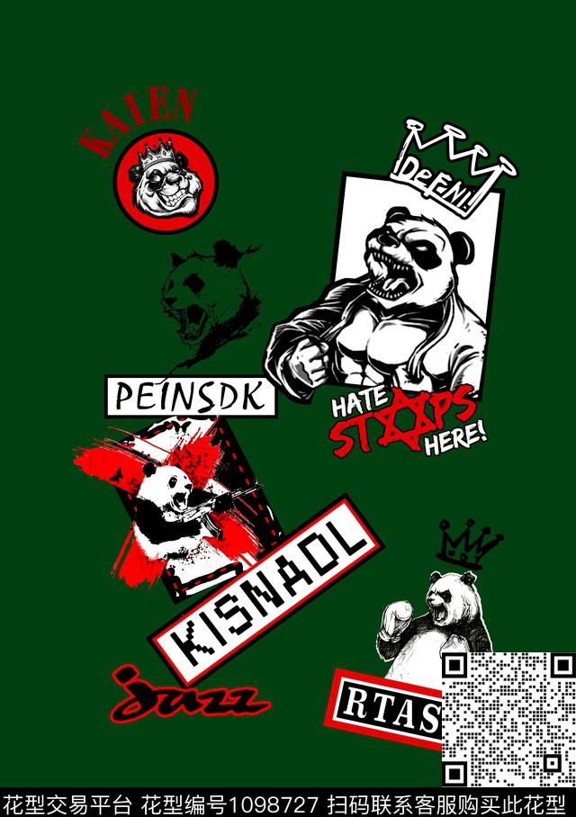 熊猫时尚流行珠宝宝石数码印花华亿平台下载（图片编号: 1098727） - 瓦栏（Walan）