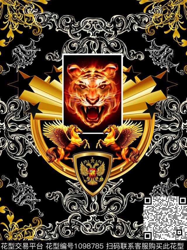 数码华亿平台欧式定位花宫廷风数码印花华亿平台下载（图片编号: 1098785） - 瓦栏（Walan）