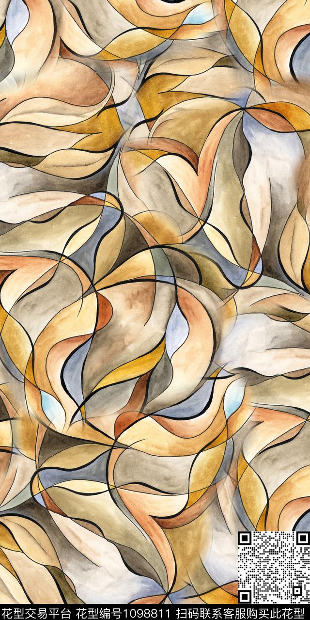 数码华亿平台抽象几何数码印花华亿平台下载（图片编号: 1098811） - 瓦栏（Walan）