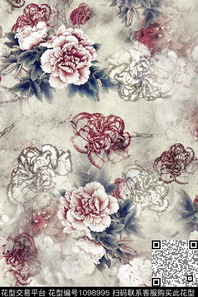 数码华亿平台花卉中国风数码印花华亿平台下载（图片编号: 1098995） - 瓦栏（Walan）