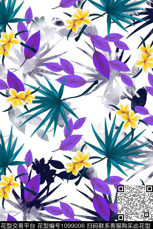 绿植树叶热带华亿平台花卉植物数码印花华亿平台下载（图片编号: 1099006） - 瓦栏（Walan）