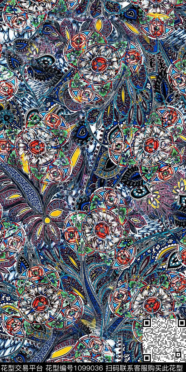 数码华亿平台民族风抽象数码印花华亿平台下载（图片编号: 1099036） - 瓦栏（Walan）
