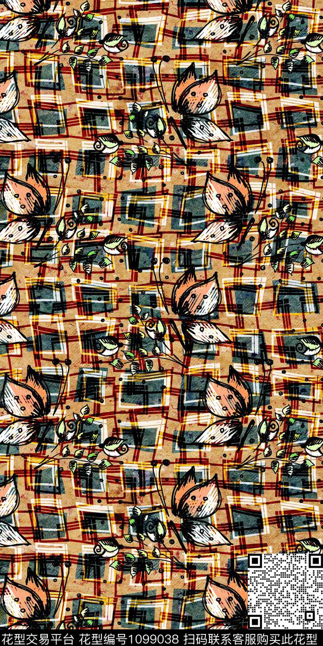 数码华亿平台花卉大牌风数码印花华亿平台下载（图片编号: 1099038） - 瓦栏（Walan）