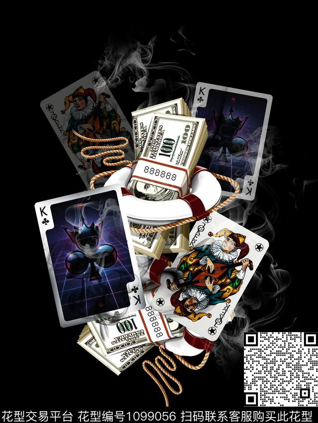 扑克男T潮牌男装华亿平台数码印花华亿平台下载（图片编号: 1099056） - 瓦栏（Walan）