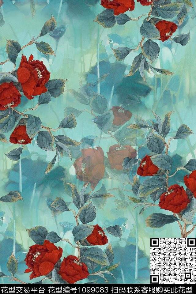 数码华亿平台休闲花卉数码印花华亿平台下载（图片编号: 1099083） - 瓦栏（Walan）