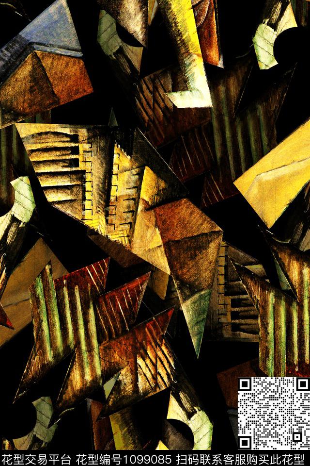 数码华亿平台抽象复古数码印花华亿平台下载（图片编号: 1099085） - 瓦栏（Walan）