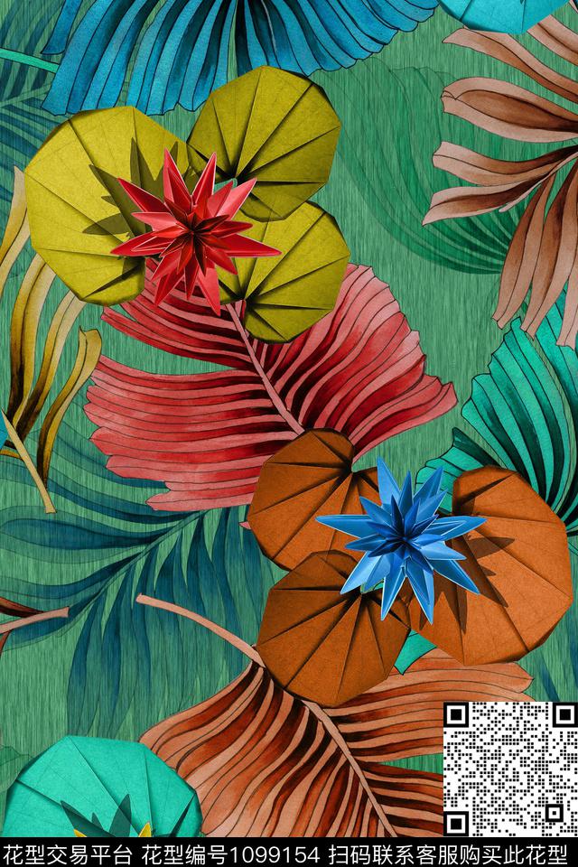 花卉1/2接热带华亿平台数码印花华亿平台下载（图片编号: 1099154） - 瓦栏（Walan）