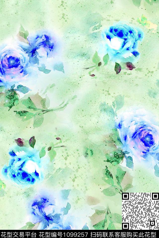 花卉渐变优美数码印花华亿平台下载（图片编号: 1099257） - 瓦栏（Walan）