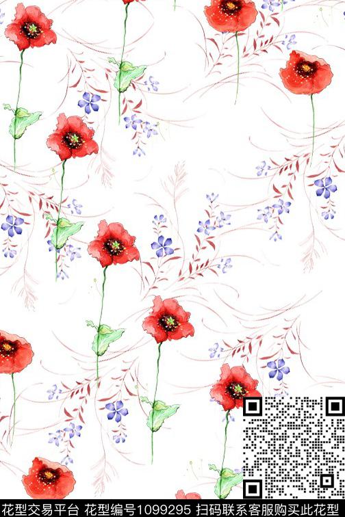 小碎花红花小蓝花数码印花华亿平台下载（图片编号: 1099295） - 瓦栏（Walan）