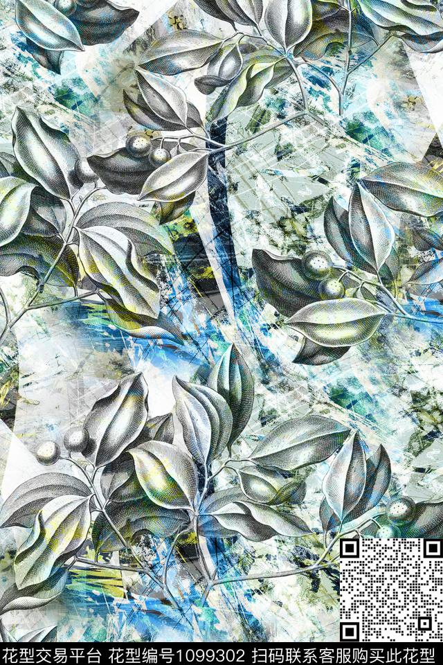 抽象休闲男装数码印花华亿平台下载（图片编号: 1099302） - 瓦栏（Walan）