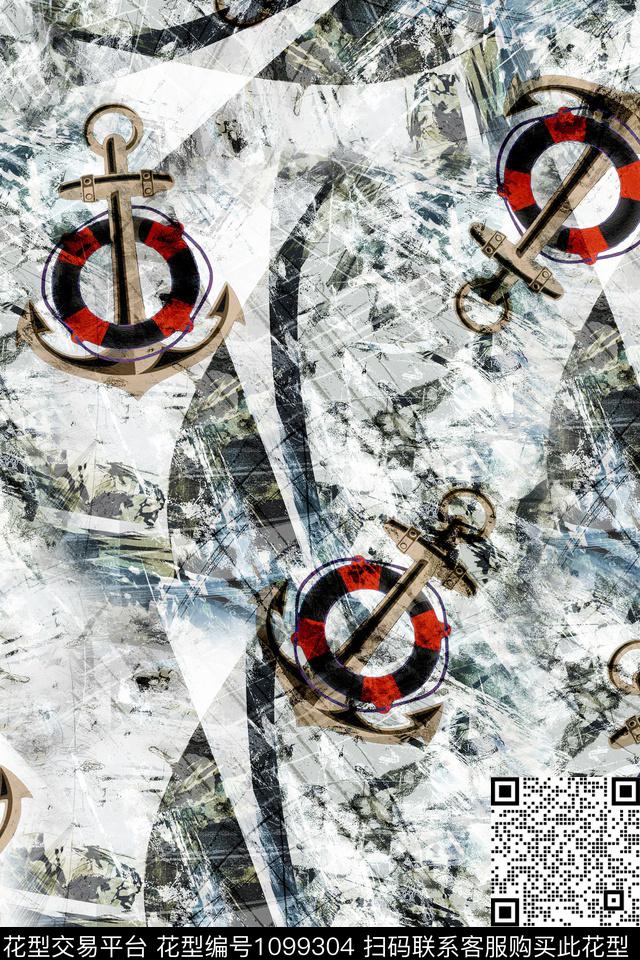 抽象休闲男装数码印花华亿平台下载（图片编号: 1099304） - 瓦栏（Walan）