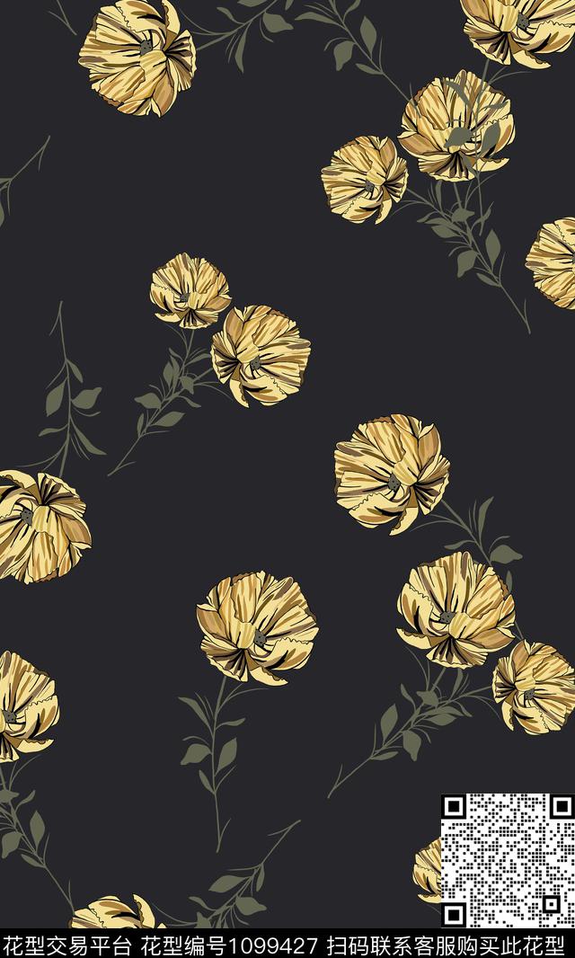 小碎花花卉大牌风数码印花华亿平台下载（图片编号: 1099427） - 瓦栏（Walan）