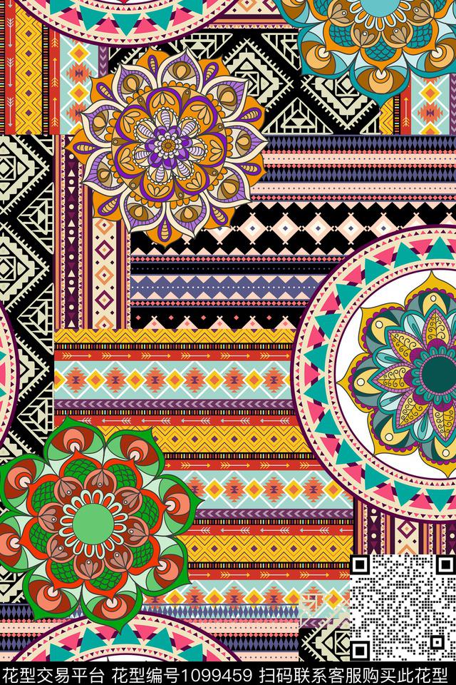 曼陀罗民族风部落风传统印花华亿平台下载（图片编号: 1099459） - 瓦栏（Walan）