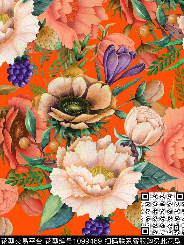 数码华亿平台花卉女装数码印花华亿平台下载（图片编号: 1099469） - 瓦栏（Walan）