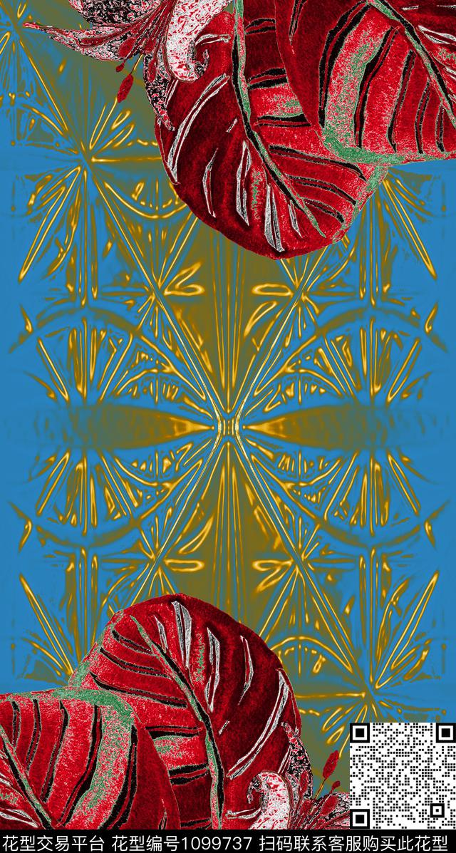 创意抽象花卉数码印花华亿平台下载（图片编号: 1099737） - 瓦栏（Walan）