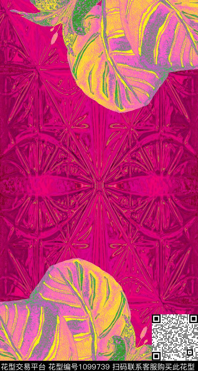创意抽象花卉数码印花华亿平台下载（图片编号: 1099739） - 瓦栏（Walan）