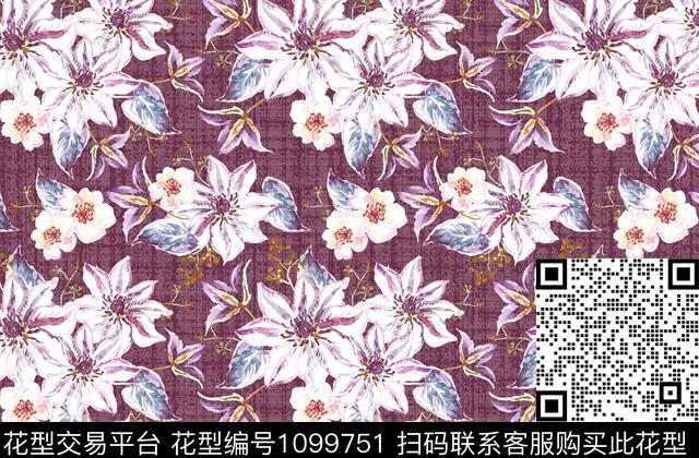 大花几何几何花卉数码印花华亿平台下载（图片编号: 1099751） - 瓦栏（Walan）