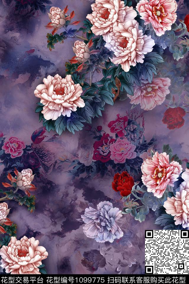 香云纱旗袍复古数码印花华亿平台下载（图片编号: 1099775） - 瓦栏（Walan）