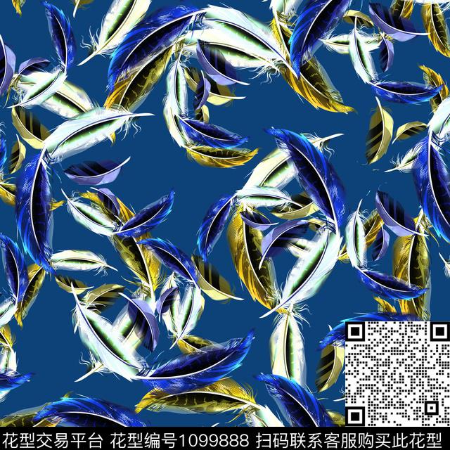 羽毛抽象传统印花华亿平台下载（图片编号: 1099888） - 瓦栏（Walan）
