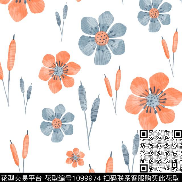 小碎花水彩花卉大牌风数码印花华亿平台下载（图片编号: 1099974） - 瓦栏（Walan）