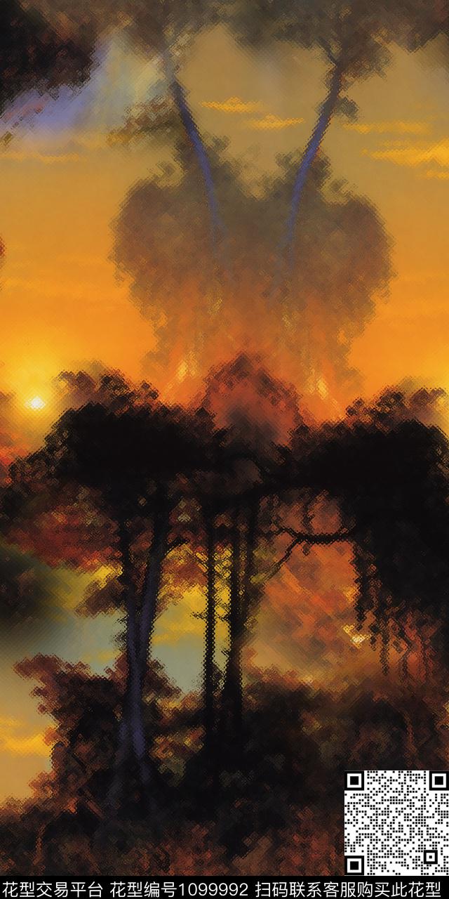 抽象油画华亿平台风景景观数码印花华亿平台下载（图片编号: 1099992） - 瓦栏（Walan）