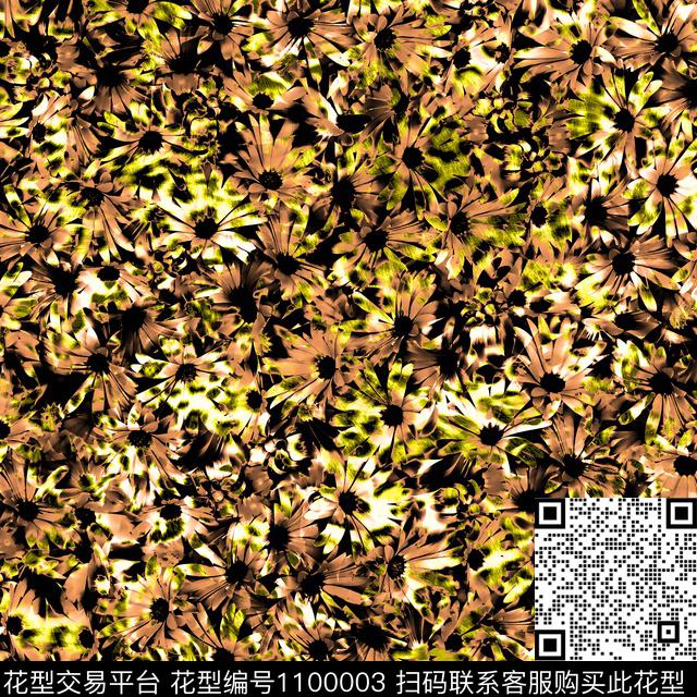 抽象花卉秋天数码印花华亿平台下载（图片编号: 1100003） - 瓦栏（Walan）