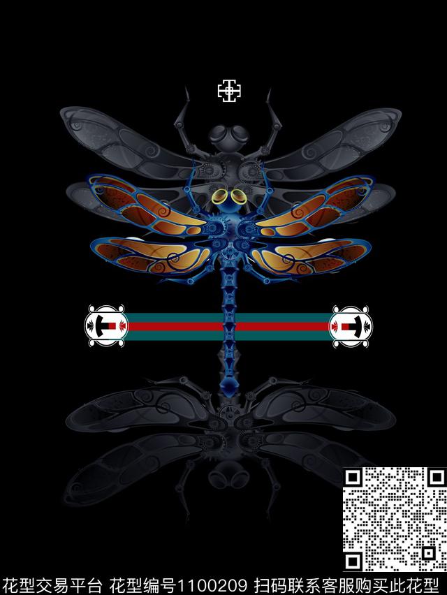 蜻蜓大牌风男T数码印花华亿平台下载（图片编号: 1100209） - 瓦栏（Walan）