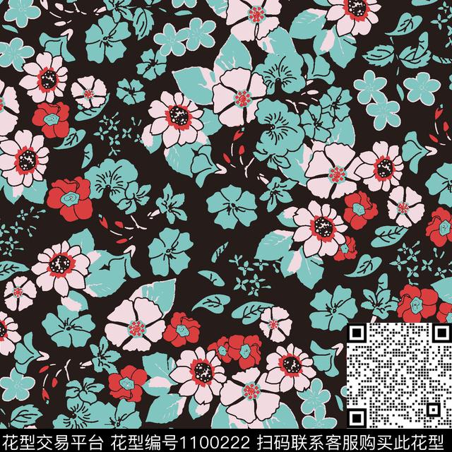 小碎花复古大牌风传统印花华亿平台下载（图片编号: 1100222） - 瓦栏（Walan）