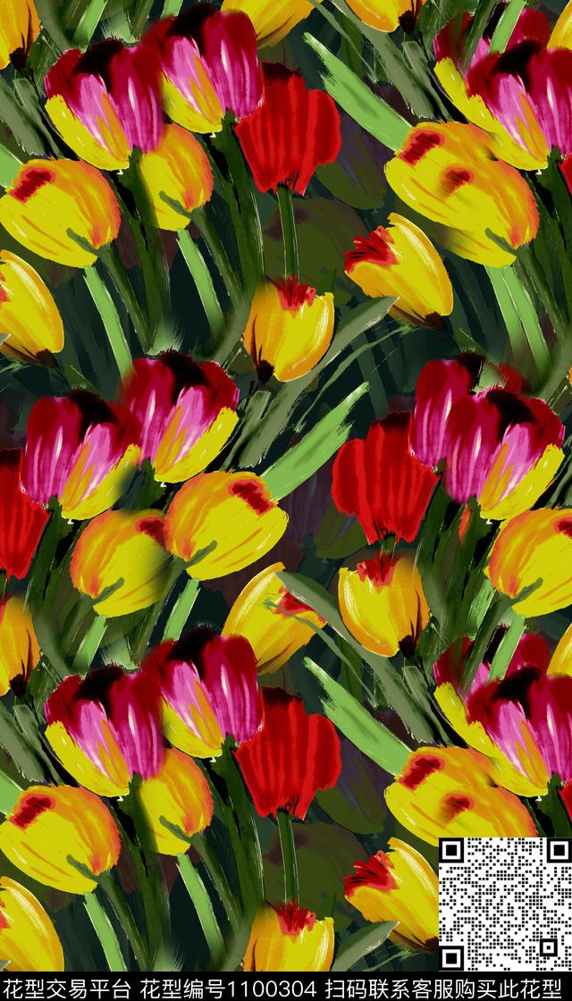 印花中国风鲜花数码印花华亿平台下载（图片编号: 1100304） - 瓦栏（Walan）