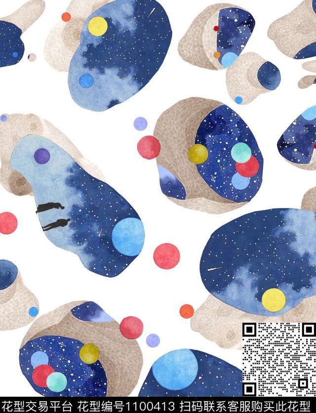 抽象几何油画华亿平台数码印花华亿平台下载（图片编号: 1100413） - 瓦栏（Walan）