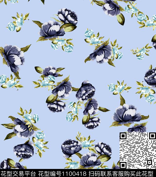 小碎花中国红百合数码印花华亿平台下载（图片编号: 1100418） - 瓦栏（Walan）